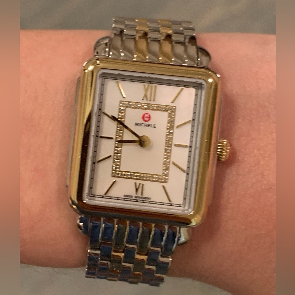 Michele Two Tone Watch with Diamonds